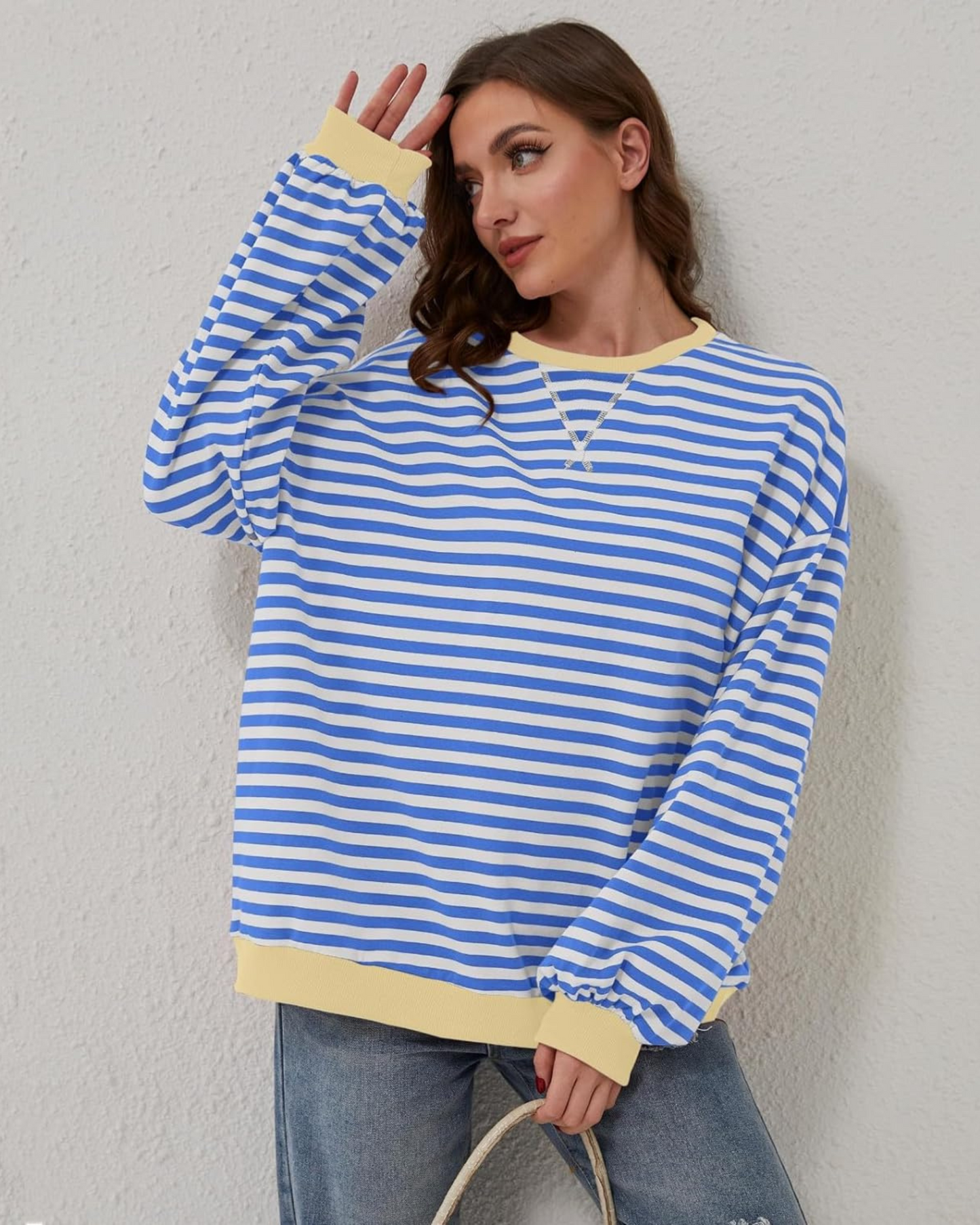 Sweat-shirt grandes tailles rayé manches longues