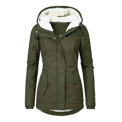 Veste de protection pour femmes chaude peluche capuche hiver