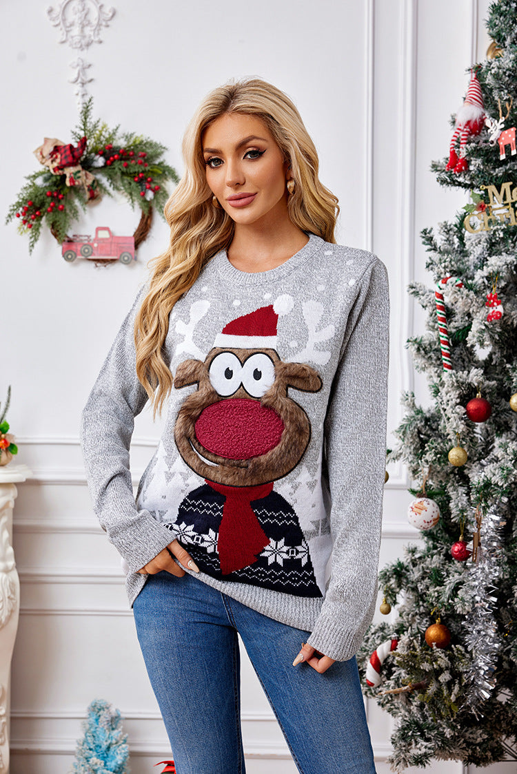 Pull de Noël motif renne confortable