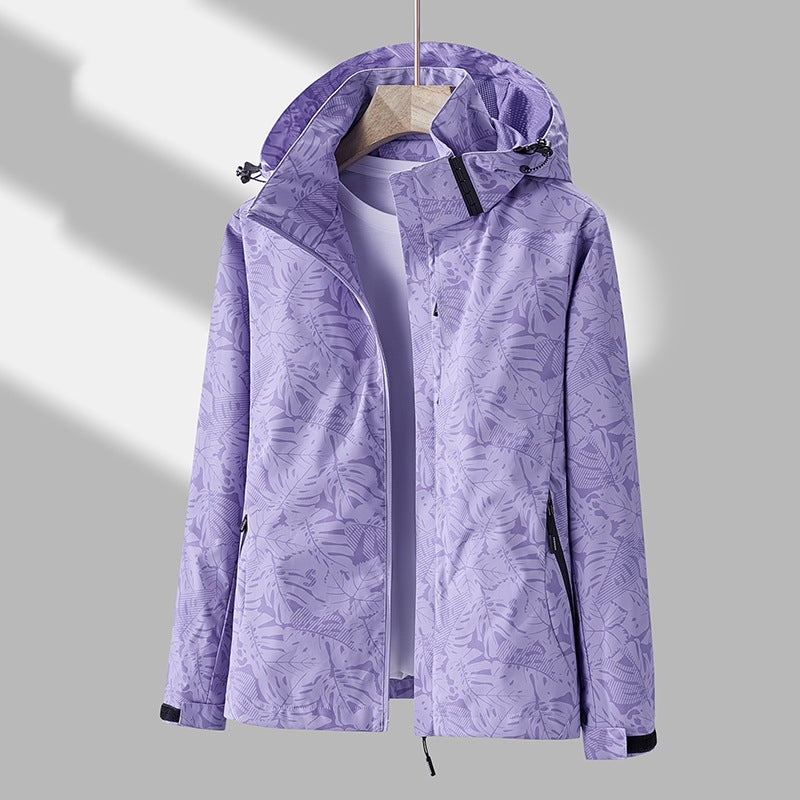 Veste d'extérieur élégante pour femme avec capuche à motifs