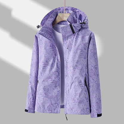 Veste d'extérieur élégante pour femme avec capuche à motifs