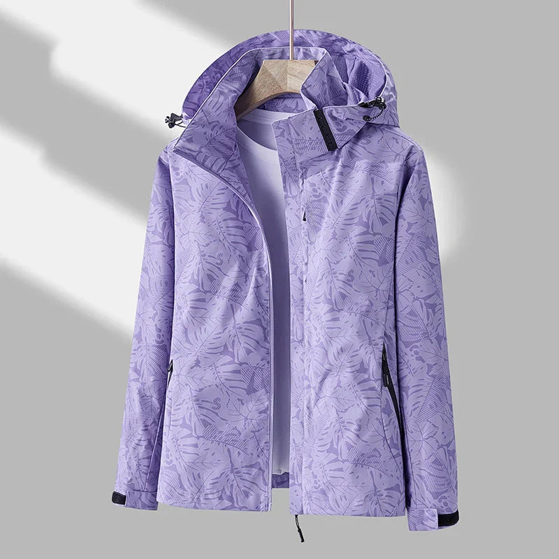Veste d'extérieur pour femme Élégante Capuche Imprimé floral