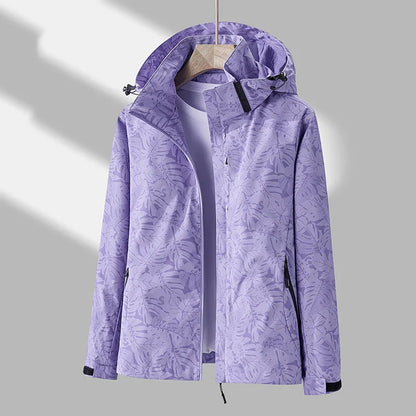 Veste d'extérieur pour femme Élégante Capuche Imprimé floral