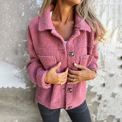 Veste d'hiver élégante pour femme col en laine
