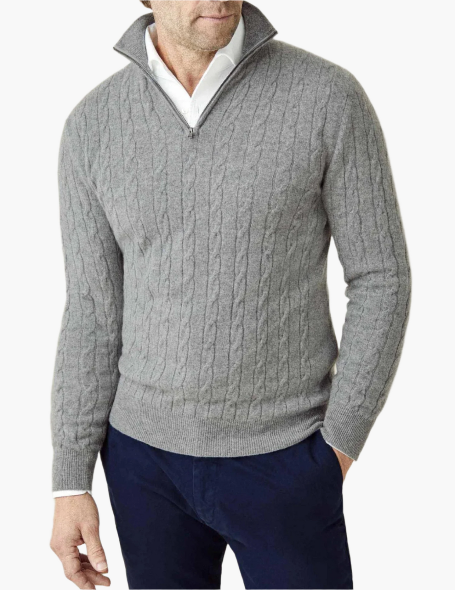 Pull en maille torsadée élégant avec fermeture éclair