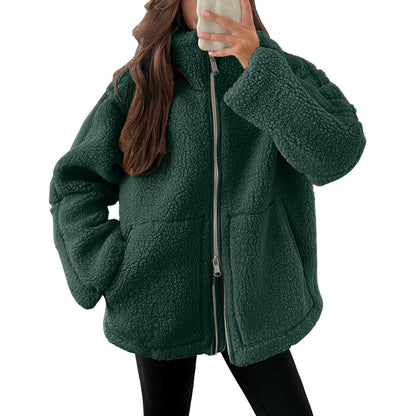 Veste femme souple aspect nounours en laine