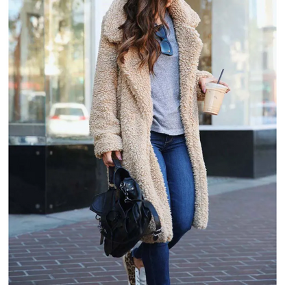 Manteau d'hiver doux aspect duveteux