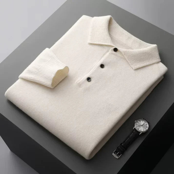 Polo en mérinos pull-over bords-côtes chaud