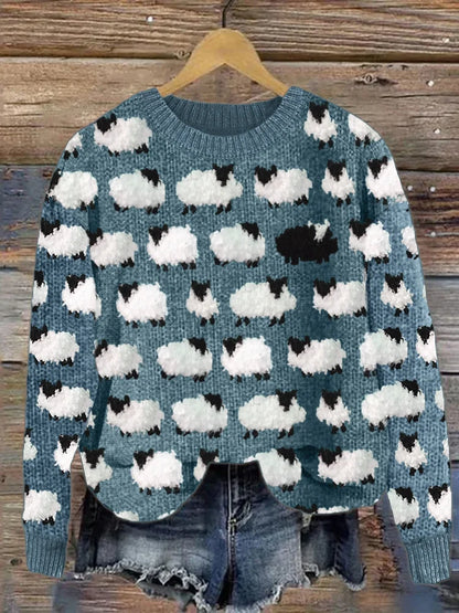 Pull en laine à motif mouton pour femme