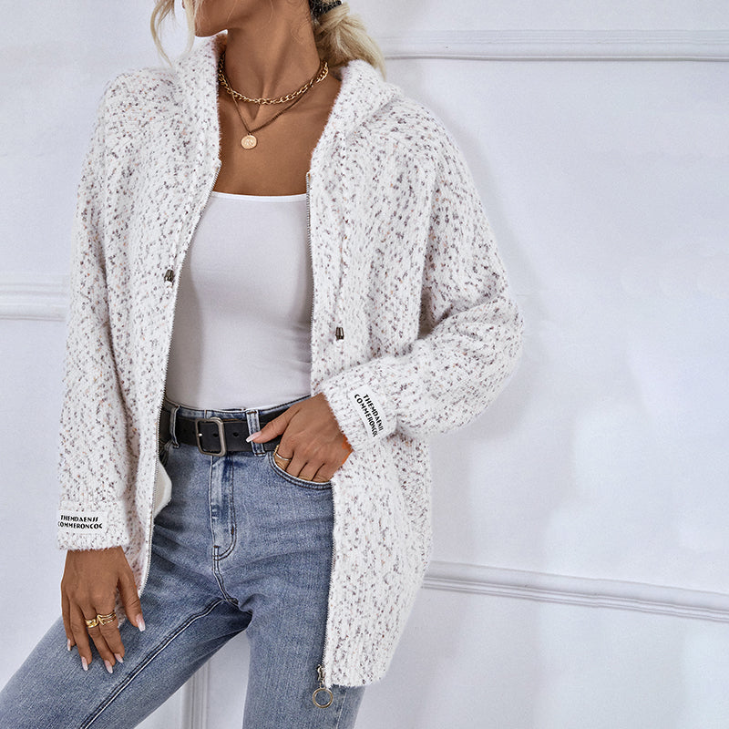 Gilet d'hiver pour femme à capuche chaud en tricot