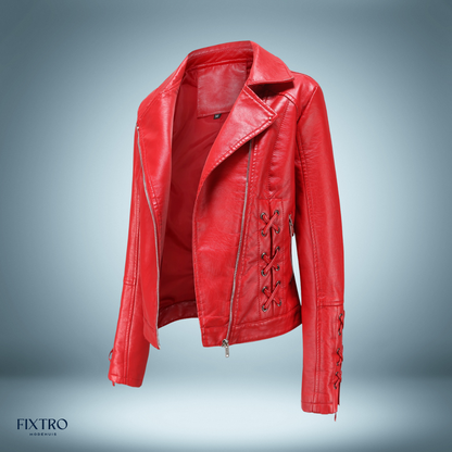 Veste en cuir style motard Tresses