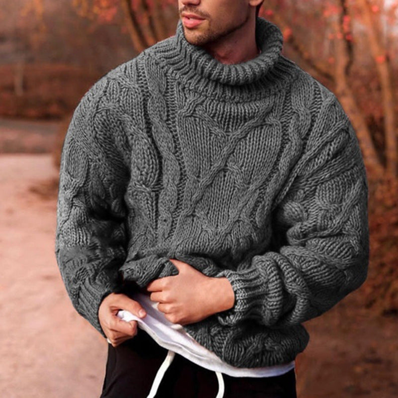 Pull oversize col montant maille torsadée en laine
