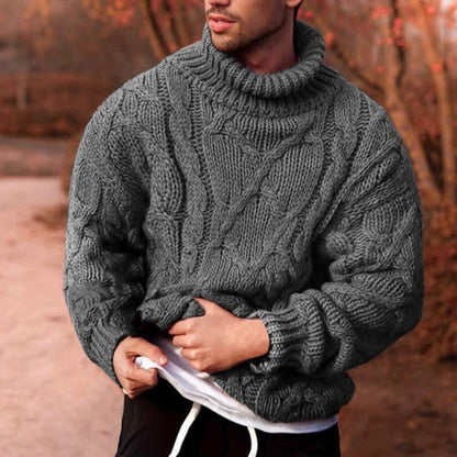 Pull oversize col montant maille torsadée en laine