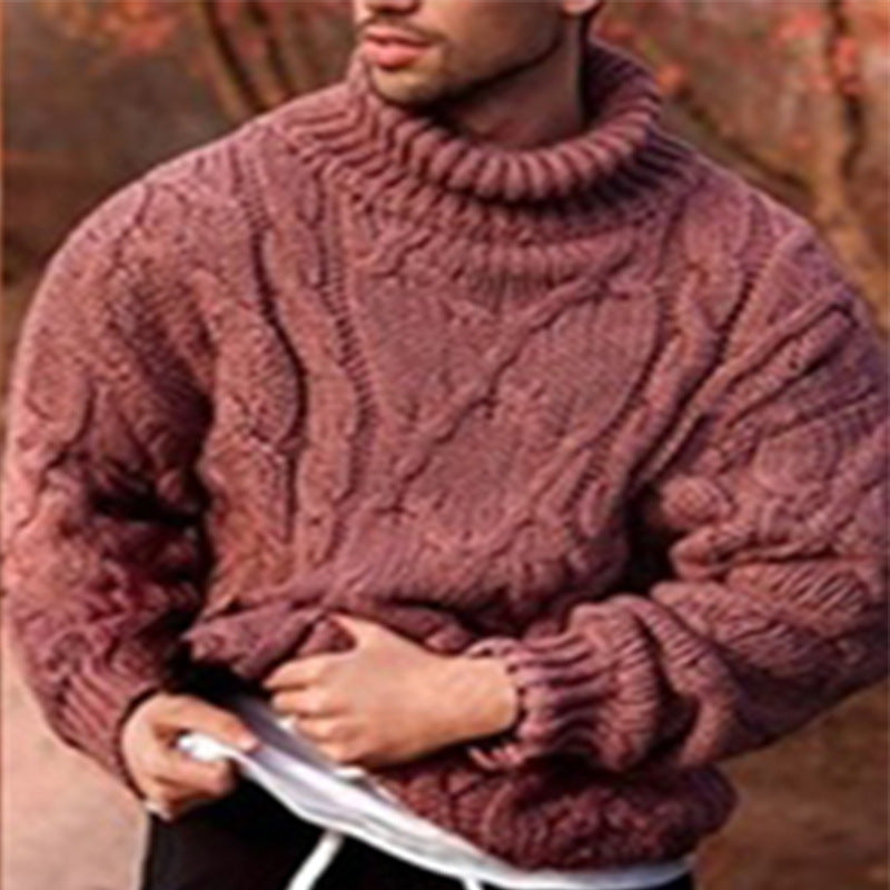 Pull oversize col montant maille torsadée en laine