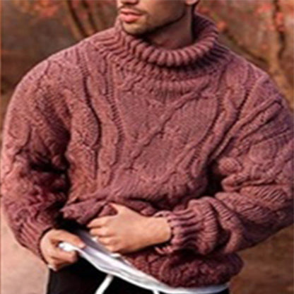 Pull oversize col montant maille torsadée en laine