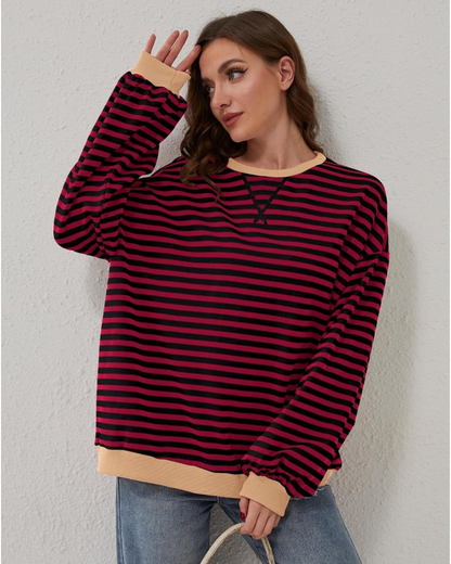 Sweat-shirt grandes tailles rayé manches longues