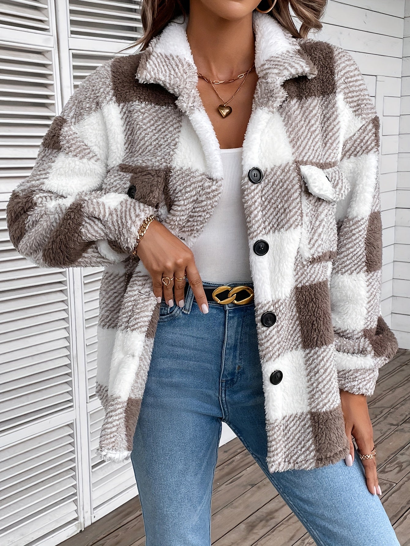 Chemise en flanelle à carreaux chaude et douce