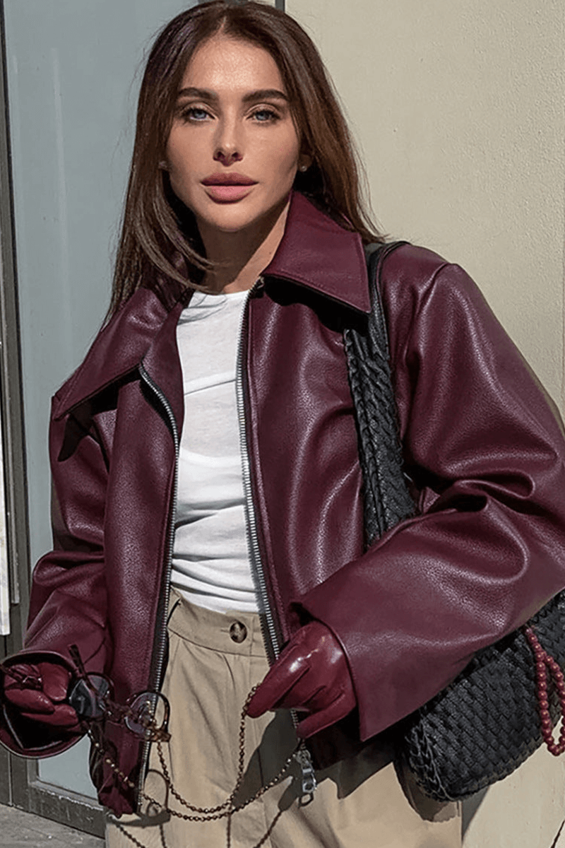 Blouson en cuir court et stylé
