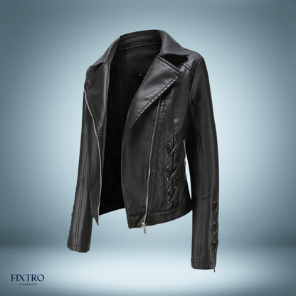 Veste en cuir style motard Tresses
