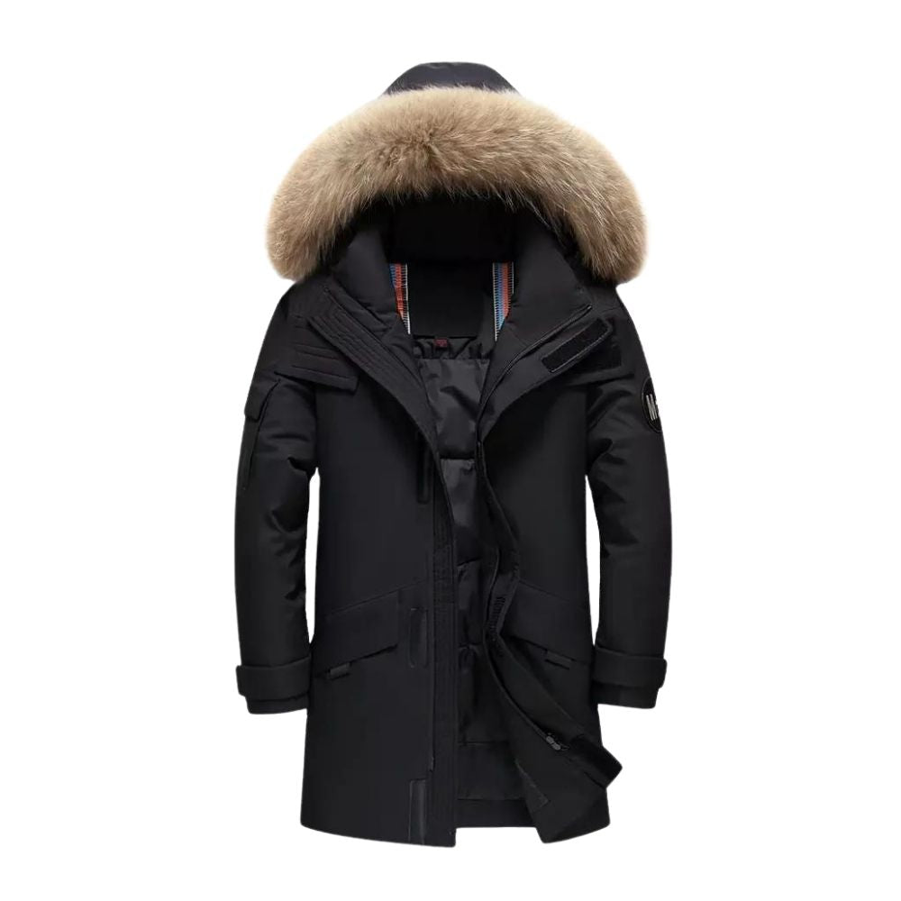 Manteau d'hiver homme avec capuche fourrée