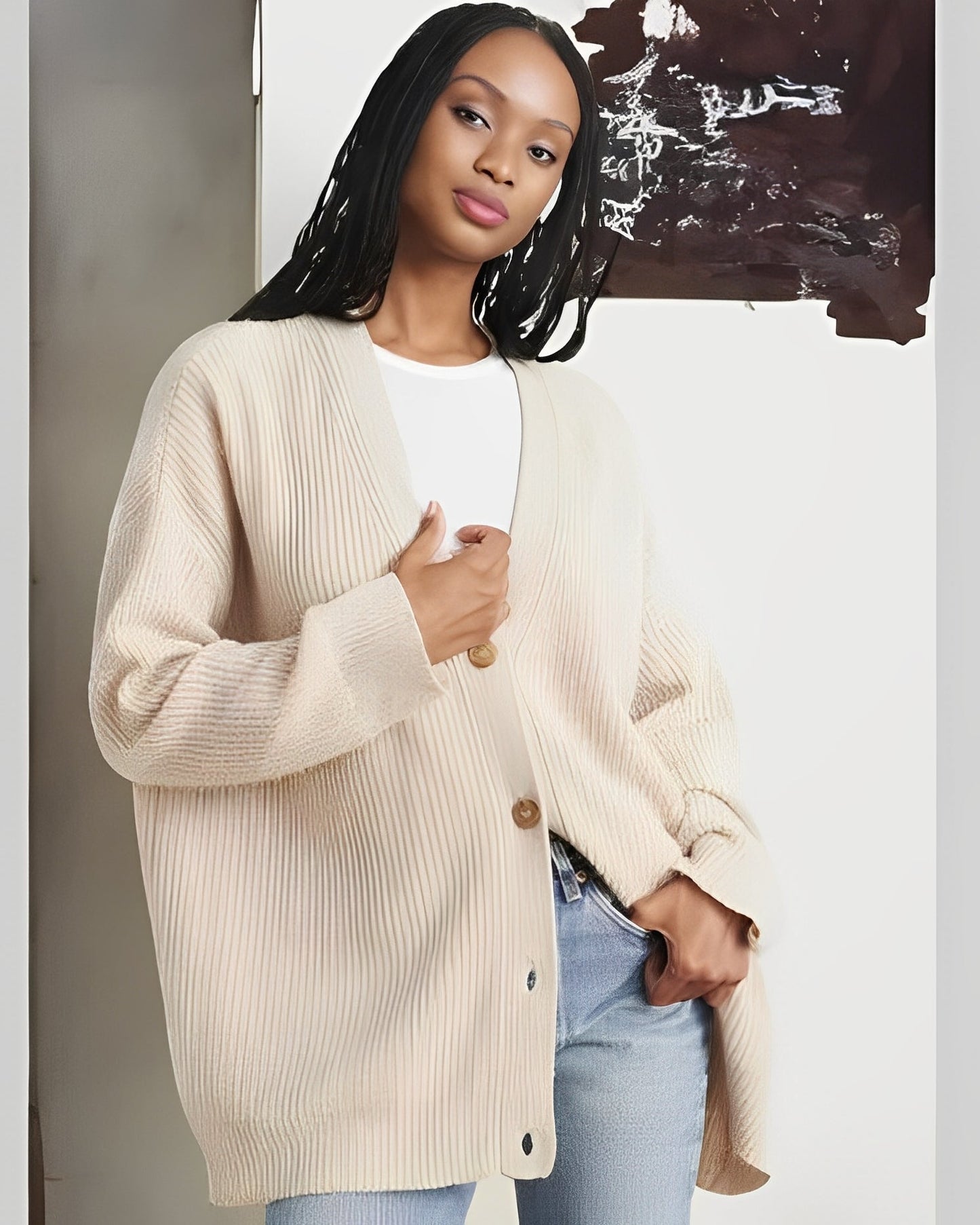 Cardigan oversize doux pour femme en cachemire de qualité