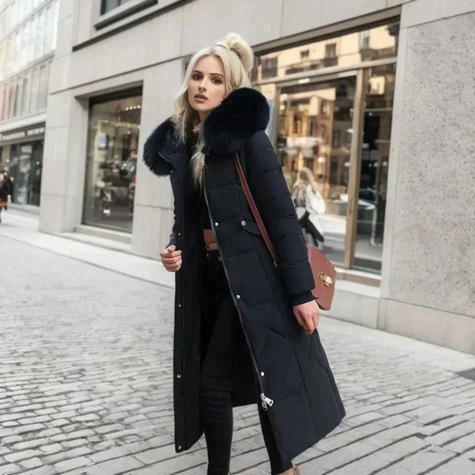 Trench-coat stylé blanc manteau en fourrure