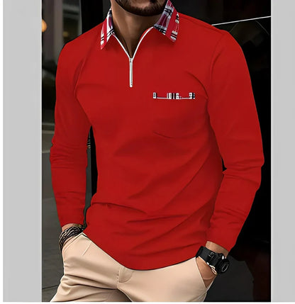 Polo manches longues zippé homme style moderne