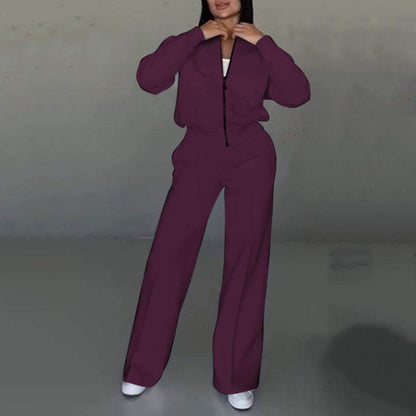 Ensemble décontracté : Veste bouclette et pantalon large