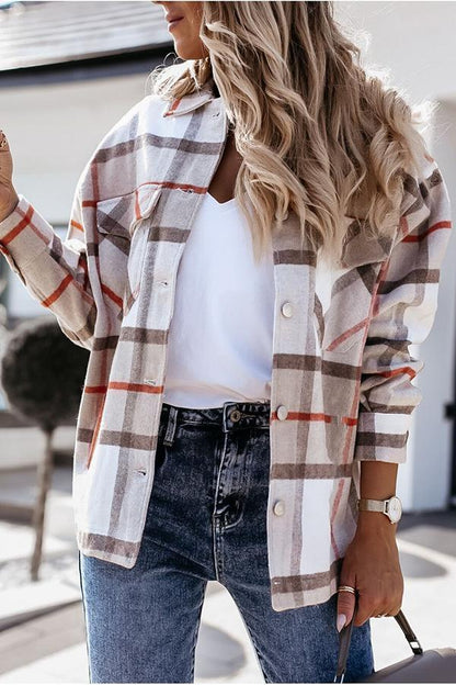 Veste à carreaux confortable avec poches Coupe décontractée