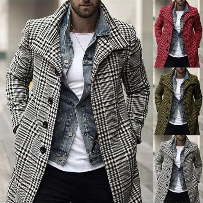 Herren Karomantel Elegantes Design Moderner Schnitt - IdealeKleiden