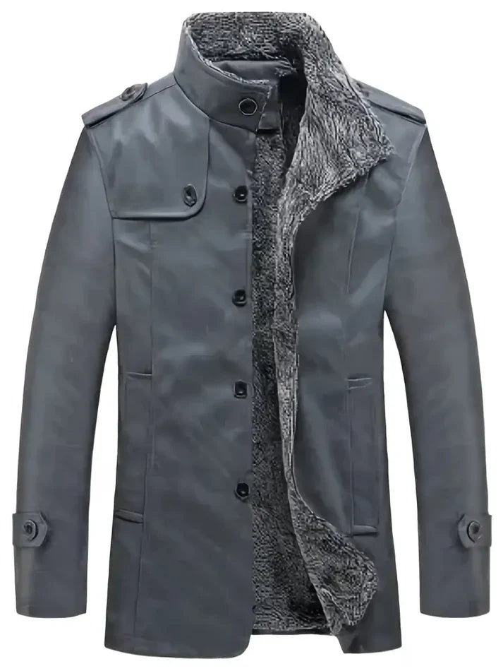 Blouson en cuir pour homme avec doublure polaire chaude
