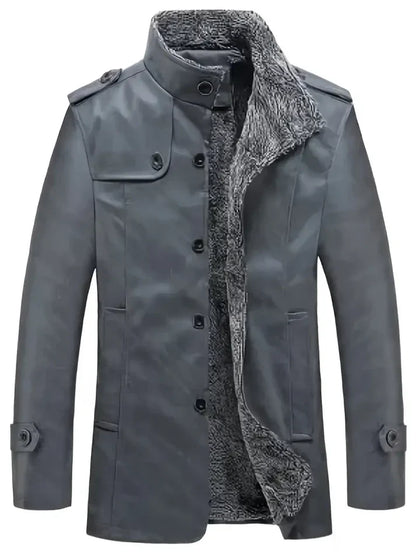 Blouson en cuir pour homme avec doublure polaire chaude