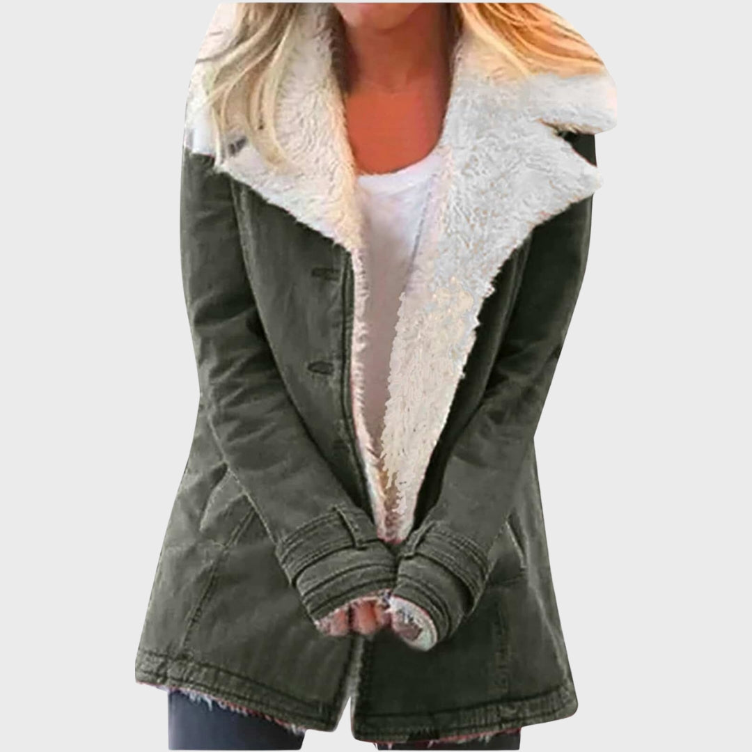 Parka d'hiver doublé en fausse fourrure d'agneau