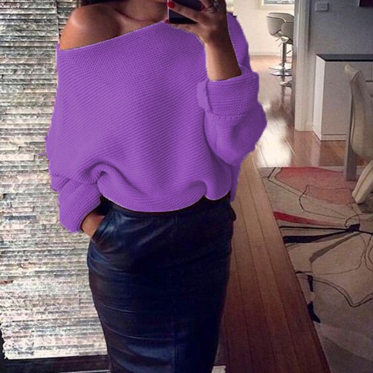 Pull Femme Épaules Dénudées Tricot Doux Maille Grossière