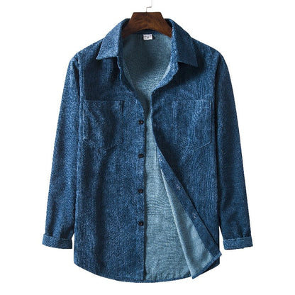 Chemise en velours côtelé pour homme, coupe moderne structurée avec poches poitrine