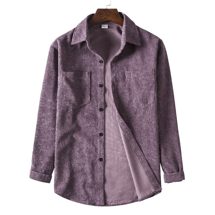 Chemise en velours côtelé pour homme, coupe moderne structurée avec poches poitrine