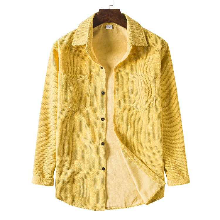 Chemise en velours côtelé pour homme, coupe moderne structurée avec poches poitrine