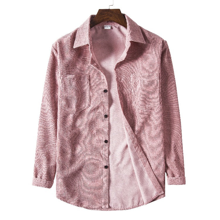 Chemise en velours côtelé pour homme, coupe moderne structurée avec poches poitrine