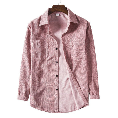 Chemise en velours côtelé pour homme, coupe moderne structurée avec poches poitrine