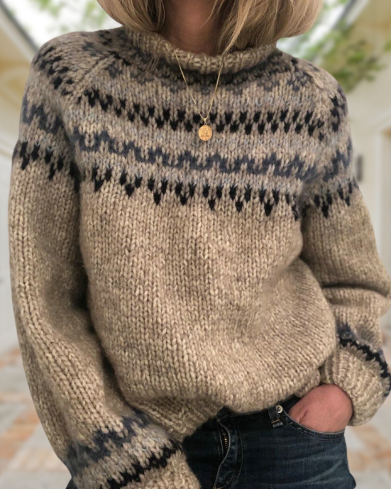 Eleganter Strickpulli Klassisches Muster - IdealeKleiden
