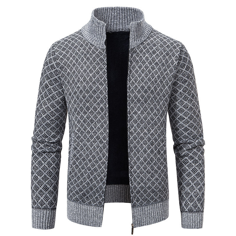 Karierte Herrenjacke Modern Hoher Kragen - IdealeKleiden