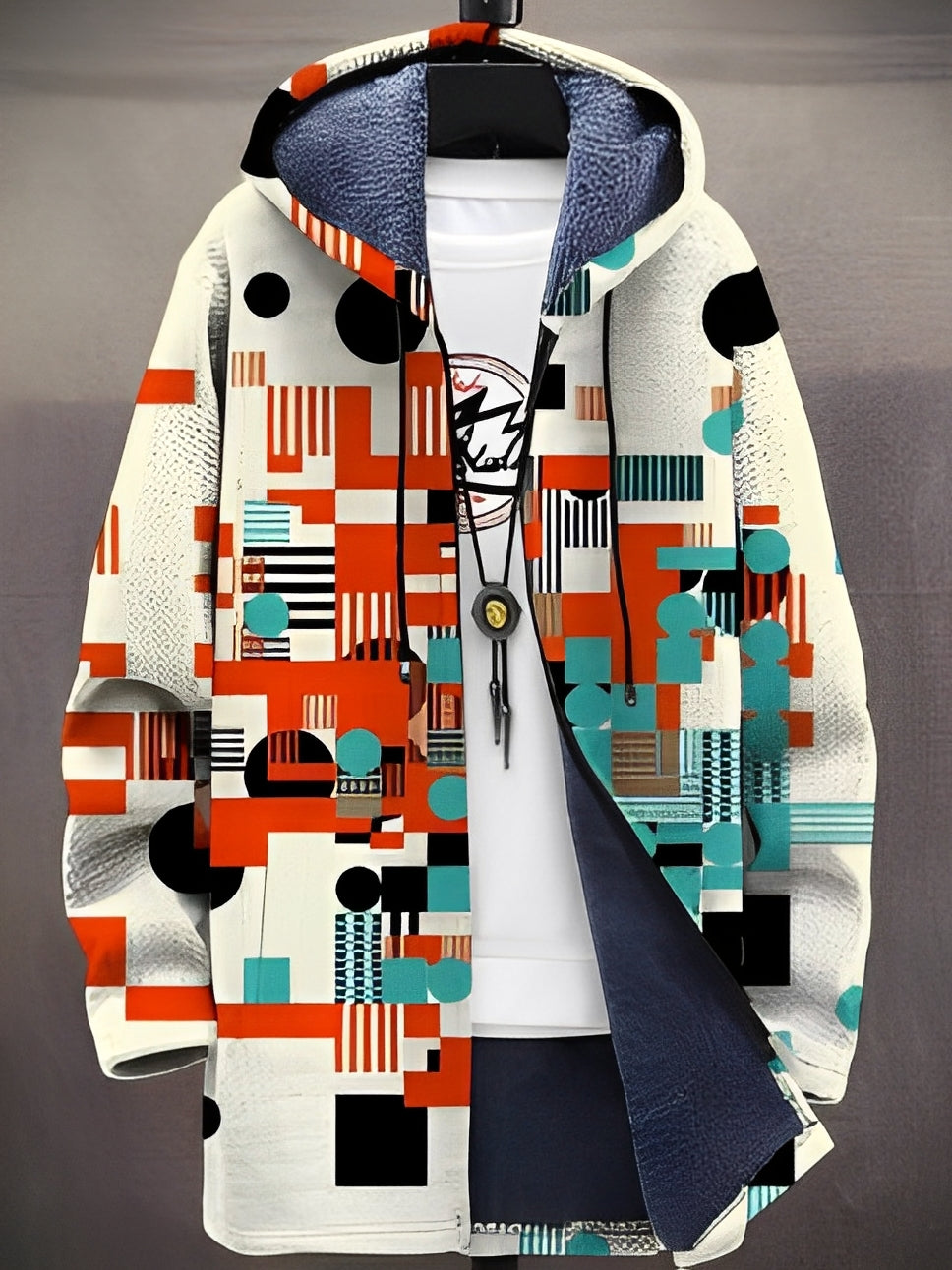 Veste élégante à capuche pour homme Imprimé moderne