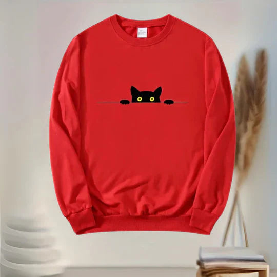 Schwarz Katzen Sweatshirt Frauen Mode - IdealeKleiden