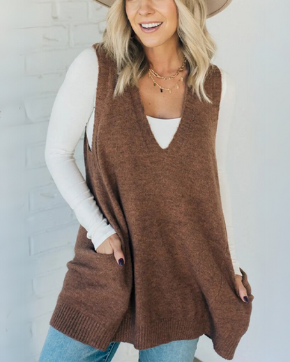 Gilet en maille souple pour femme