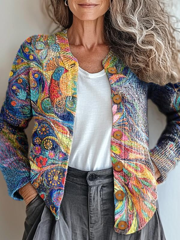 Farbenfrohe Kunst Jacke Psychedelic Style - IdealeKleiden