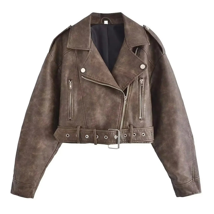 Blouson en cuir rétro femme élégant vintage
