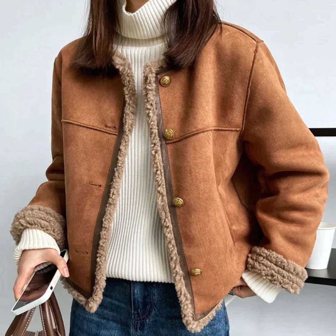 Élégante veste en cuir pour femme hiver