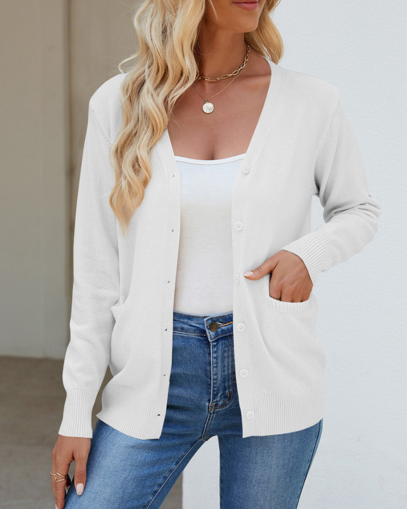 Cardigan femme col V manches longues