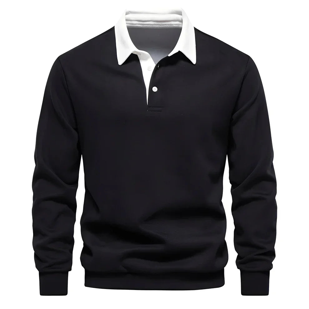 Polo pour homme décontracté manches longues léger