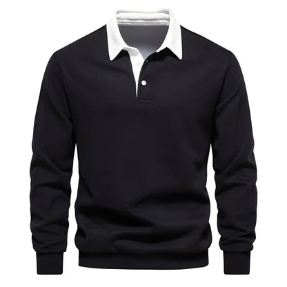 Polo pour homme décontracté manches longues léger